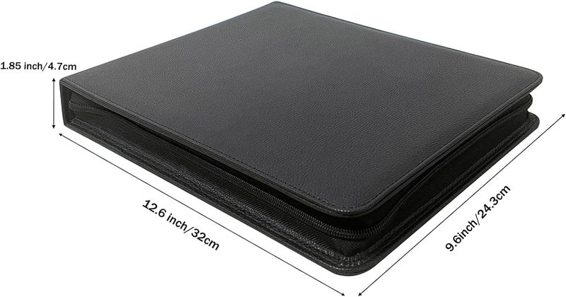 LLi Cufite 3 Rings Check Binder for End-Stub Deskbook Checks, Zipper Business Check Binder, 3 on a Page, Fit 3 & 9 Holes Check Faux Leather (9.5" x 12.6") (Black) - Image 3